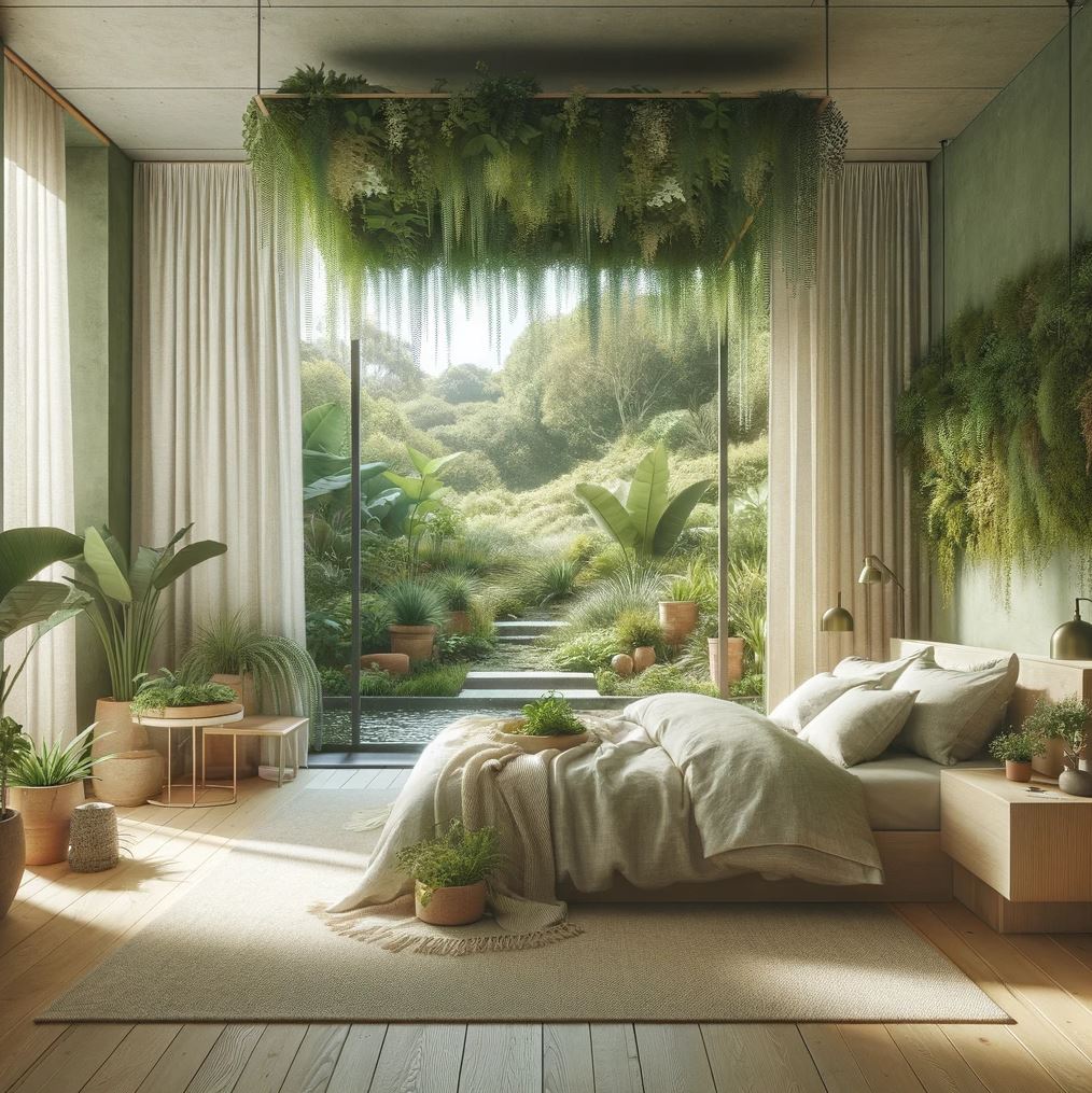 Wake up in a lush oasis where cascading greenery meets the comfort of organic linens and panoramic views of nature.