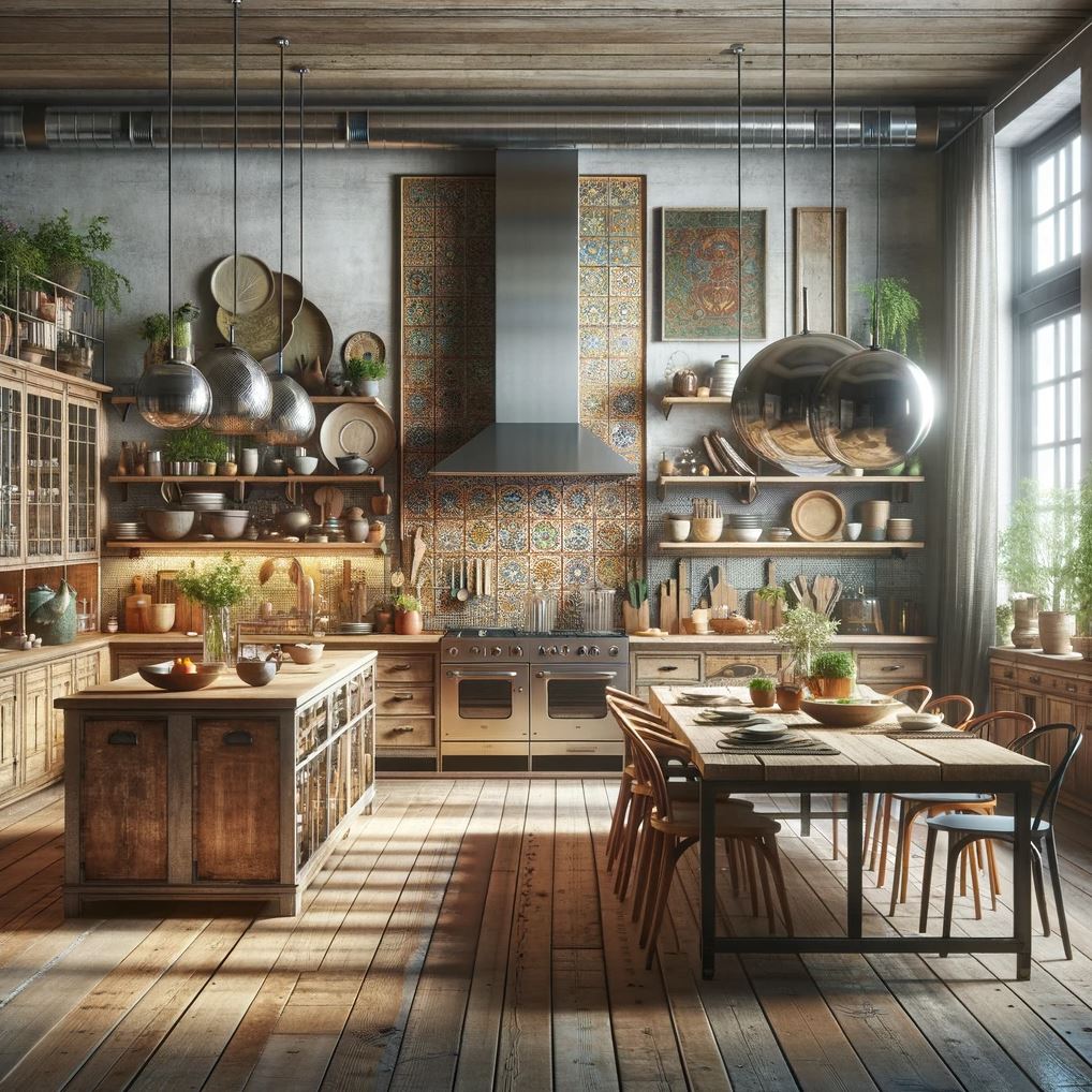 A warm and inviting kitchen space where classic woodwork and an array of patterns create a feast for the eyes.