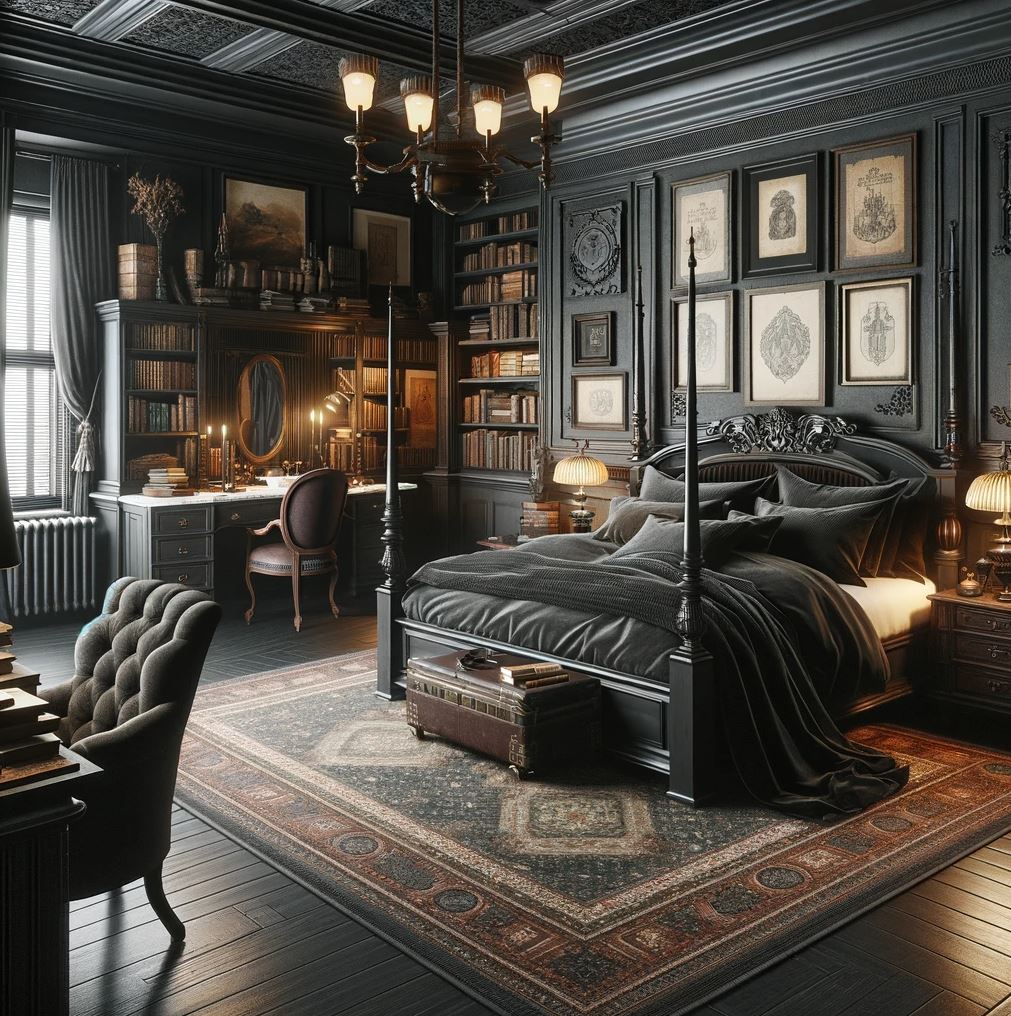Rich in character, this room boasts a grand bed and shelves full of books. It's a reader's dream and a perfect place to unwind.