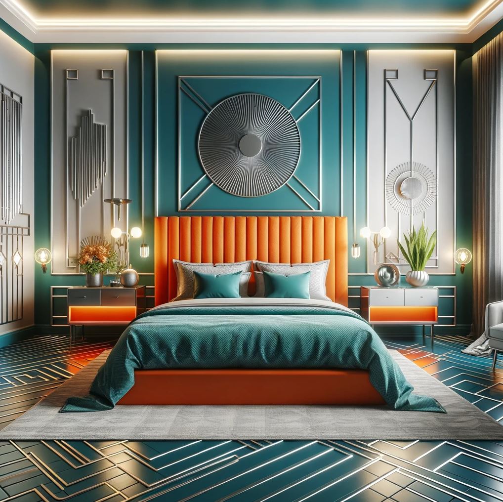A tropical Art Deco bedroom that marries comfort with the exuberance of the Jazz Age
